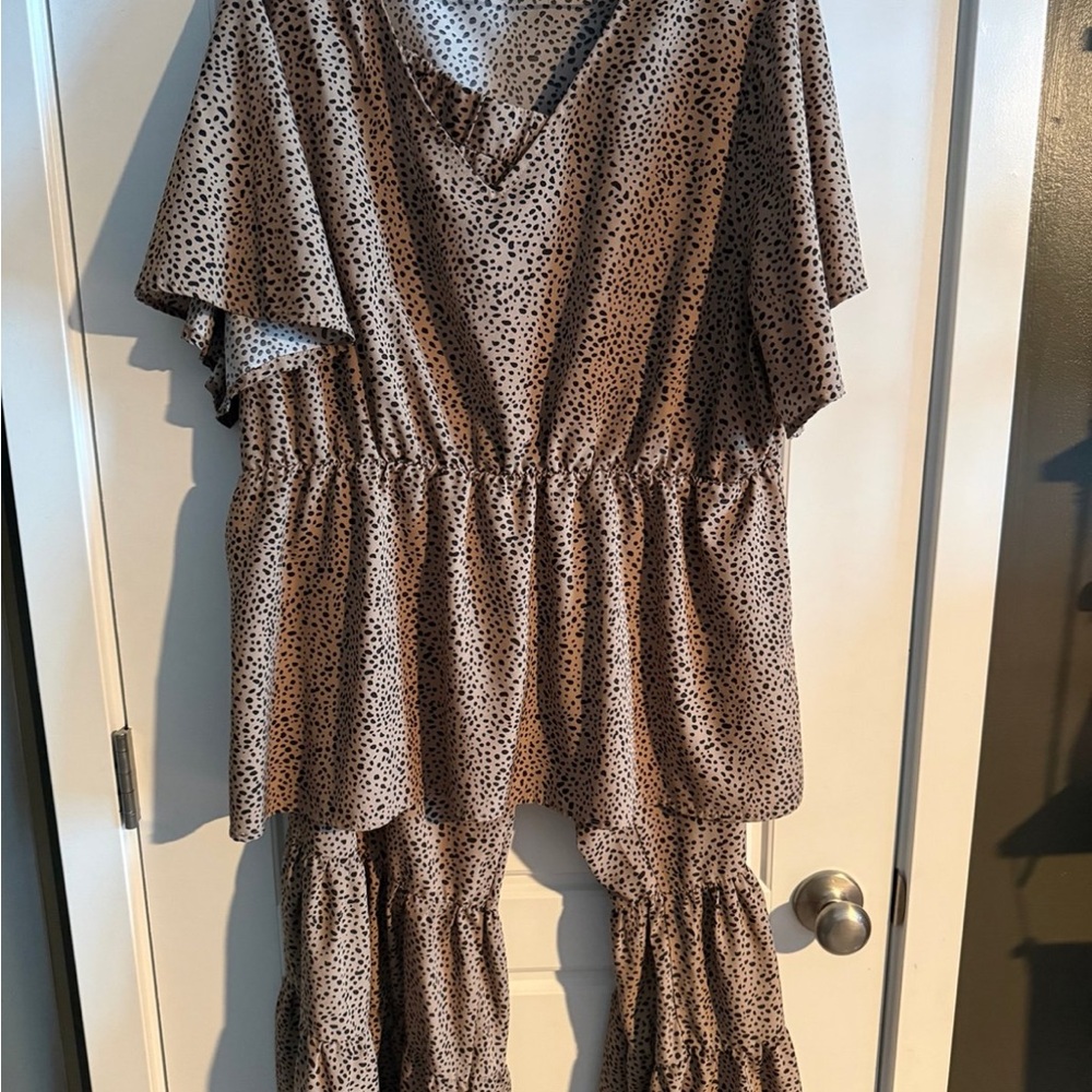 SHEIN Brown Polka Dot Two-Piece Set